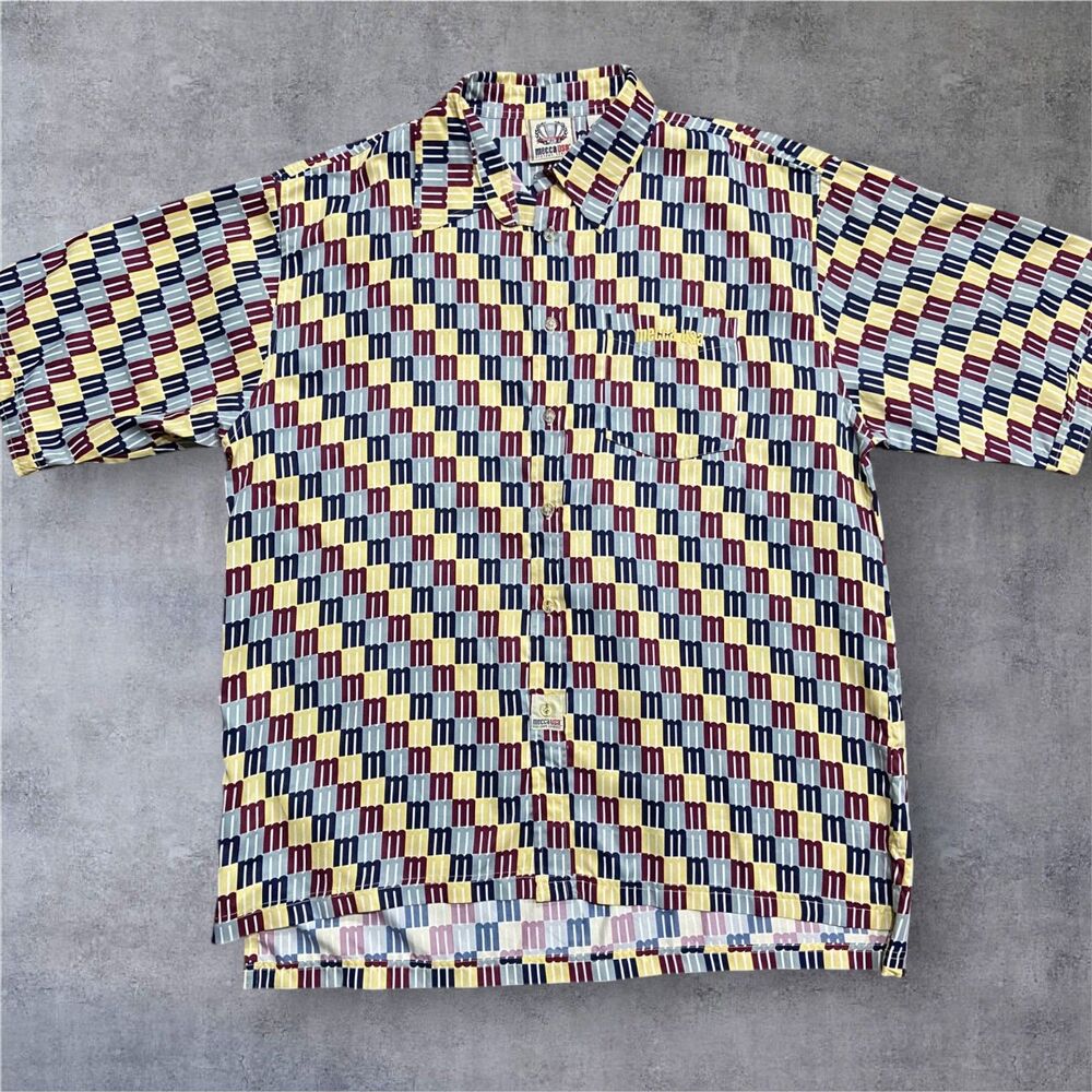 Mecca USA Victory Series Vintage NWT Repeat Logo Multicolor Button Down Shirt XL